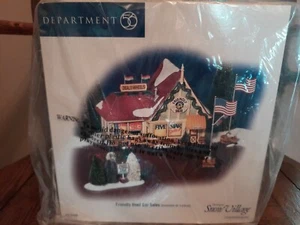 Department 56 Snow Village Friendly Used Car Sales Christmas Building House New - Picture 1 of 2