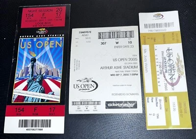 (3) 2005 Andre Agassi Beats Blake Tennis Tickets 9/7/05 US Open Classic Match - Image 1 of 4