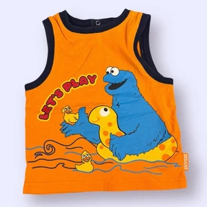 Vintage Sesame Street Orange Cookie Monster Tank Top 18 Months Toddler Summer - Picture 1 of 4