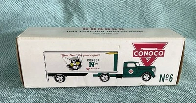 Novo 1992 ERTL 1948 Conoco Trator Trailer Banco de Bloqueio Verde Cinza Fundido - Imagem 1 de 4