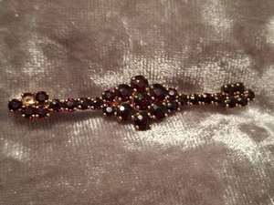 Antique Bohemian Red Garnett Brooch Rose Gold Finish One Stone Missing - Picture 1 of 15