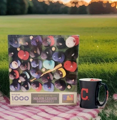 VTG Springbok - Hats off to MLB 1000 pc Jigsaw Puzzle and Cleveland Indians Mug - Image 1 of 4
