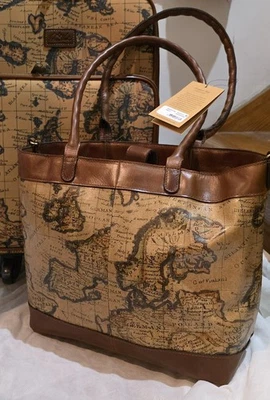 Patricia Nash Convertible Leather Mallory Tote European Map NWT - Image 1 of 4