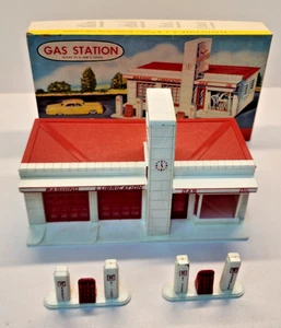 Vintage 1960s Plasticville O/S #1800-149 Gas Station. Complete Building w Box - Picture 1 of 14