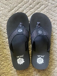 Schwarz gelb Box Flodden Mesh Glitzer Sandale Flip Flops Größe 7,5 Netz - Bild 1 von 4