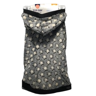 Top Paw Fleece Sweater Hoodie MEDIUM Pet DOG NWT Gray Star Pattern Polyester - Image 1 of 4