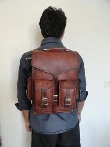 Homme Vintage Cuir Véritable Sacoche Ordinateur Portable Sac à Dos Neuf Sacoche - Picture 1 of 8