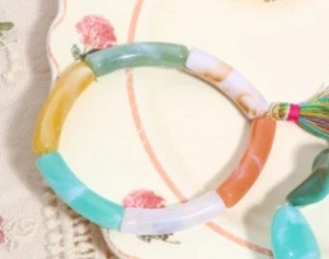 Imitation Gemstone Curved Tube Beads 32mm - Choice of Colours - Pack of 5 - Picture 1 of 34