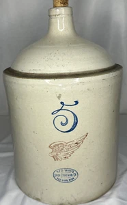 Antique Red Wing 5 Gallon Shoulder Jug With Handle & Original Cork, Early 20th C - Picture 1 of 9