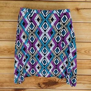 Jaclyn Smith Skirt Womens L Multicolor Geometric Stretch Elastic Waist Pull-On - Picture 1 of 6