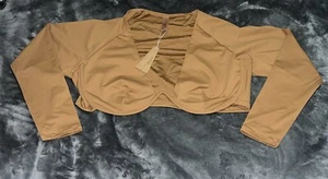 4X Skims Swim Long Sleeve Underwire Top Cropped Deep Plunge Neck Almond - Picture 1 of 6
