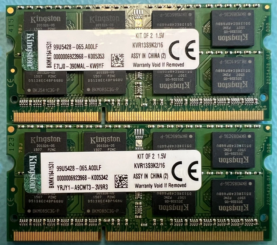 Kingston KVR13S9K2/16 16GB (8GBx2) DDR3-1333MHz PC3-10600 SODIMM Memory RAM - Image 1 of 1