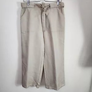 Coldwater Creek Womens Natural Fit Linen Blend Belted Pants Oatmeal Beige PM - Picture 1 of 6