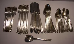 49 PC Stratford LADYSHIP Silverplate Spoon Fork Knife Complete Settings For 8 - Picture 1 of 7