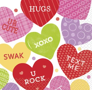 Valentines Napkins , Heart Beverage Napkins , Valentine Decoration Party 16ct - Picture 1 of 1