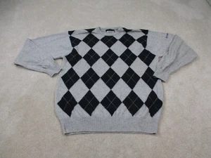 Pringle of Scotland Sweater Men Extra Large Gray Black Jumper Lambswool Argyle* - Picture 1 of 12