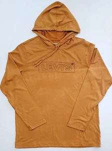 Levi's Men's Hoodie Shirt Medium Brown Long Sleeve Pullover Sweater Big Logo New - Picture 1 of 10