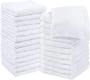 Pack of 24 Towel Set Cotton Wash Cloth Flannel Face Highly Absorbent Soft Towels - Picture 1 of 8