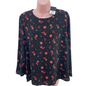 Women’s Christmas Stocking Top Long Sleeve, Size UK 18, Black/Multi, RRP £14 - Picture 1 of 19
