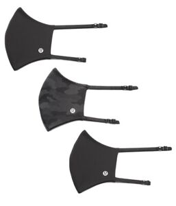 Lululemon Double Strap Face Mask 3 Pack Trio - Black - Camo - Black - Free Ship