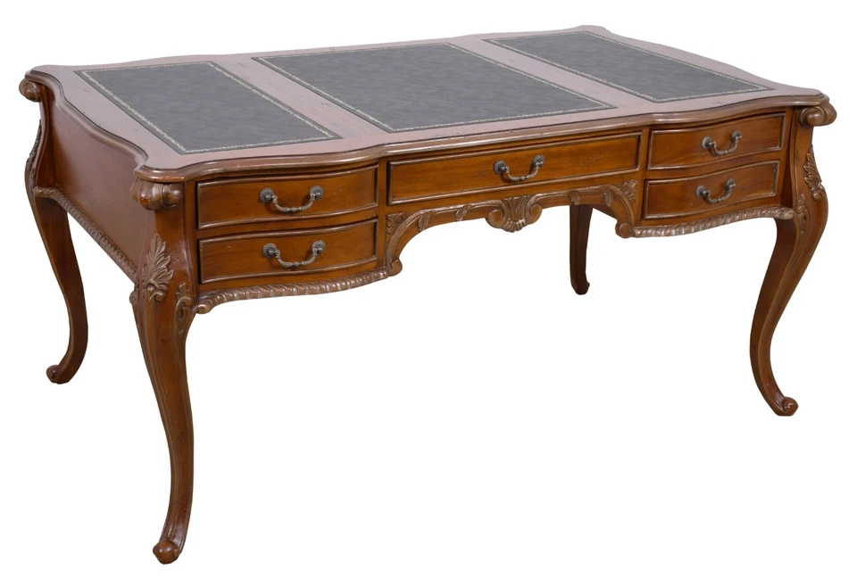 Handmade English Chippendale Style Cabriole Leg Executive Office Writing Desk - Image 1 of 1