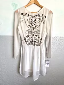 Zara UK s ladies dress trafaluc embroidered beaded white wedding guest cocktail - Picture 1 of 17