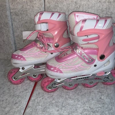 X MBT Girls Inline Skates Adjustable Size Lighted Wheels  Med 35-38 Pink & White - Bild 1 von 4