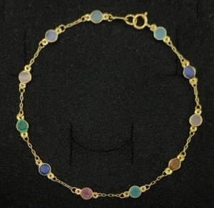 Pulsera oro 18k 750 mls . Con 11 circonitas de colores - Imagen 1 de 6