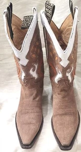 Women's Justin Cowgirl Boots 6.5B, Multicolored Leather, Layers 1970s Excel Vtg. - Picture 1 of 10