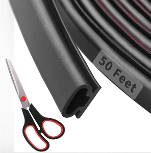 50 Feet D-Shape Rubber Weather Stripping Door Seal Strip, Self-Adhesive Backing - Picture 1 of 12