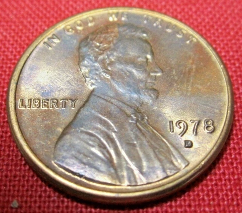 1978 D Lincoln Memorial Cent - Uncirculated with Toning - Red Cover