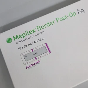 Molnlycke Mepilex Border Post-Op Ag 498600 - Box of 5 Dressings ( 4 x 12 in ) - Picture 1 of 5