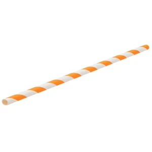 Orange & White Striped Paper Straws for Parties, Events - Standard 6mm Bore 8" - Picture 1 of 2