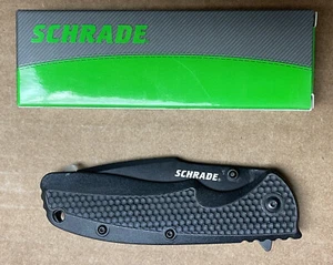 Schrade Black with Clip 3 1/4" Blade Liner Lock NEW Open Box SCP17-74CP-W - Picture 1 of 7