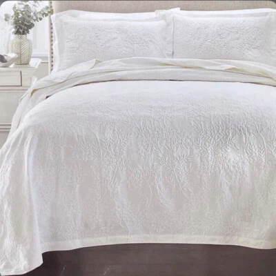 Colcha doble Martha Stewart Floral Matelasse, blanca 👍 Foto 1 de 4