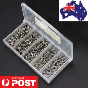 250pcs 5Size Solid Stainless Steel Snap Split Ring Fishing Lure Tackle Connector - Picture 1 of 12