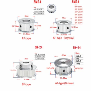 Polea de sincronización 5M-24T orificio de rueda síncrono 6 mm-20 mm para impresora 3D CNC Reprap - Imagen 1 de 9