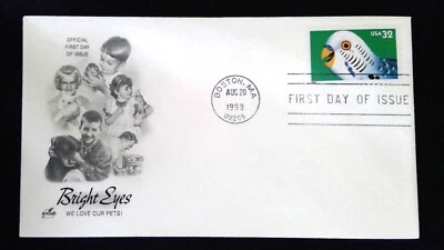 Scott 3233 FDC Parakeet Bright Eyes Series Art Craft Cachet - Image 1 of 3