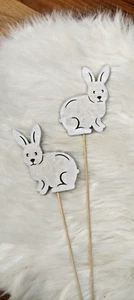 Stecker Osterhase MDF Hase  9 cm hoch, Stab 24 cm Frohe Ostern - Bild 1 von 1