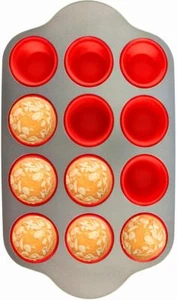 Non-Stick 12 Cup Silicone Muffin Pan With Steel Frame - BPA Free, Non-Toxic - Picture 1 of 9