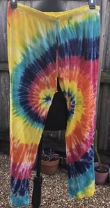 100% Cotton Tie-Dye Pants MED Women’s Drawstring Waist New With Tags - Picture 1 of 12