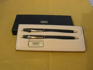 CROSS KUGELSCHREIBER UND BLEISTIFT SET - CLASSIC BLACK - 2501 - GOLDRAND - Bild 1 von 4