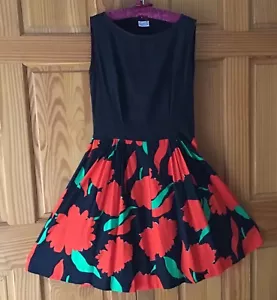 MADE IN ITALY FAN’s 50’s SZ 12 Swing Dress w/ Crinoline Petticoat SHORT SLEEVE  - Picture 1 of 8