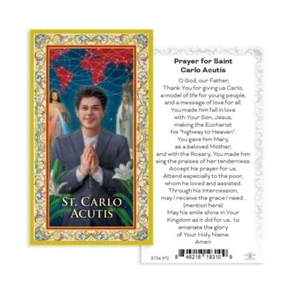 Saint Carlo Acutis Gold Embossed gold trim - Paperstock Holy Card 734-972 - Picture 1 of 1