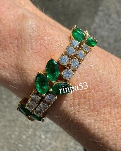 Valentine Classic Bracelet Jewelry Gift For Women's Lab Syn Emerald 925 Silver - Picture 1 of 6