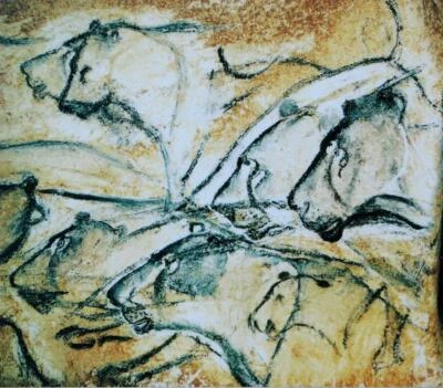 Lions : Chauvet Cave Painting France : Prehistoric Art Print : Aurignacian Era - Image 1 of 2