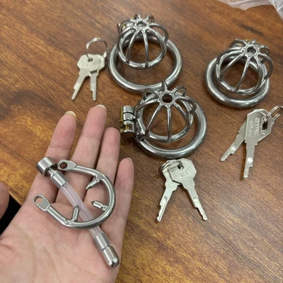 Peniskäfig aus Edelstahl Keuschheitskäfig Chastity Cage Männlich Zurückhalten DE - Bild 1 von 4