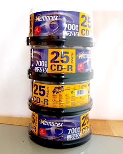 Memorex MRX CD-R 700MB 4 Spindles = 100 Pieces Compact Disc Recordable NEW & Original Packaging - Picture 1 of 4