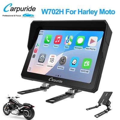Carpuride W702H Navigazione Android Auto CarPlay Senza Fili Per Harley Moto - Immagine 1 di 4