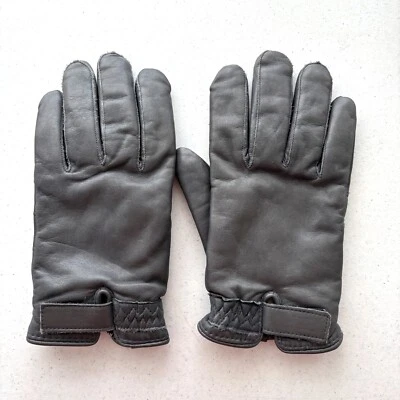 Gates Mens Gray Leather Driving Gloves Size Medium Insulated Made Taiwan Vintage - Image 1 of 4